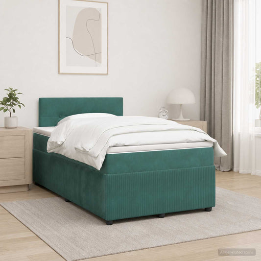 Letto box spring con materasso Verde Scuro 120 x 190 cm Velluto | homemem39