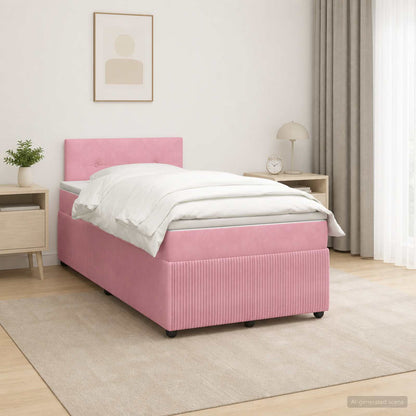Letto box spring con materasso Rosa 120 x 200 cm Velluto | homemem39