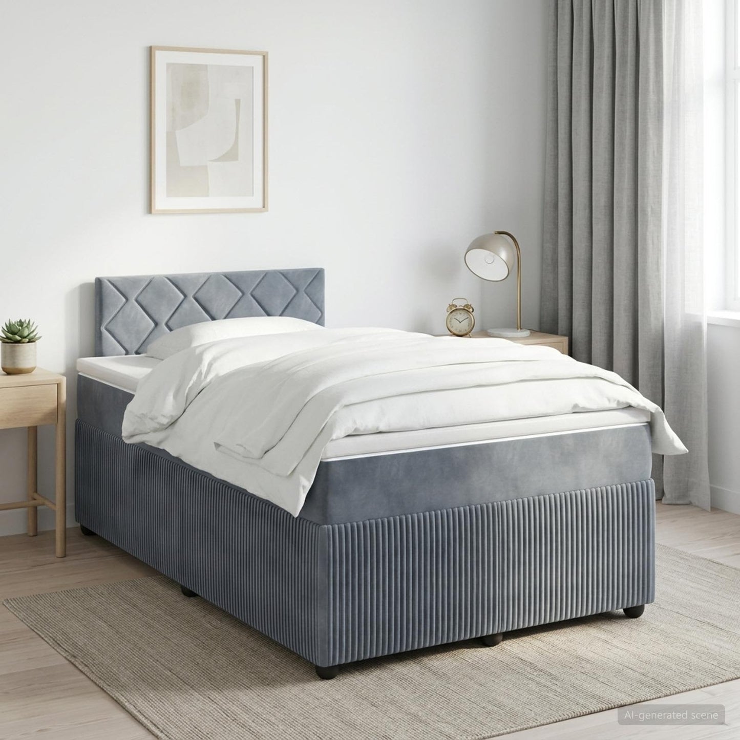 Letto box spring con materasso Grigio Scuro 120 x 200 cm