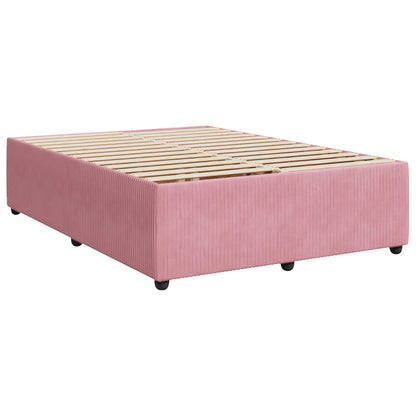 Letto box spring con materasso Rosa 140 x 200 cm Velluto