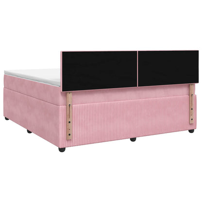 Letto box spring con materasso Rosa 140 x 200 cm Velluto