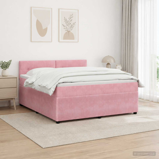 Letto box spring con materasso Rosa 140 x 200 cm Velluto - homemem39