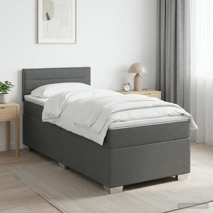 Letto con Box Spring, Materasso e LED Grigio Scuro 90 x 190 cm