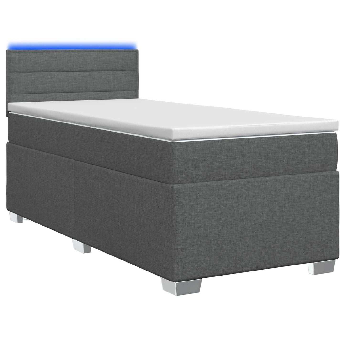 Letto con Box Spring, Materasso e LED Grigio Scuro 80 x 200 cm