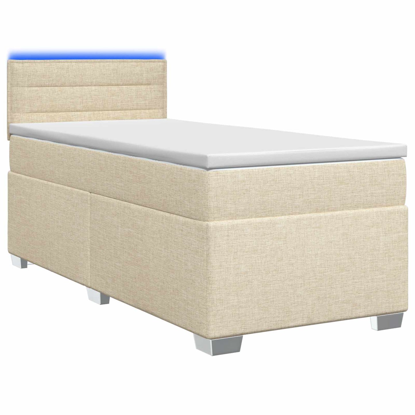 Letto con Box Spring, Materasso e LED Crema 80 x 200 cm Tessuto