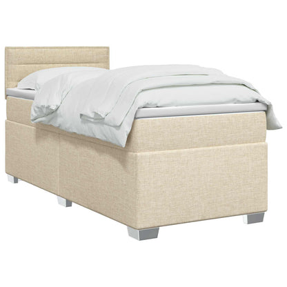 Letto con Box Spring, Materasso e LED Crema 80 x 200 cm Tessuto