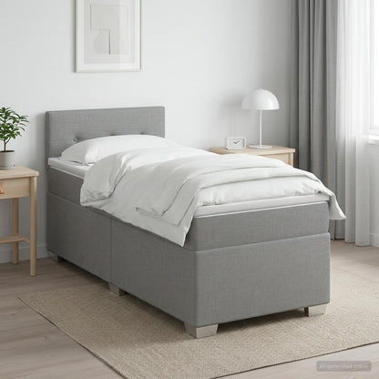 Letto con Box Spring, Materasso e LED Grigio Chiaro 90 x 200 cm