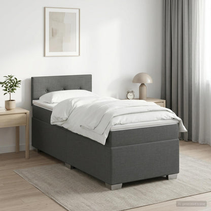 Letto con Box Spring, Materasso e LED Grigio Scuro 80 x 200 cm