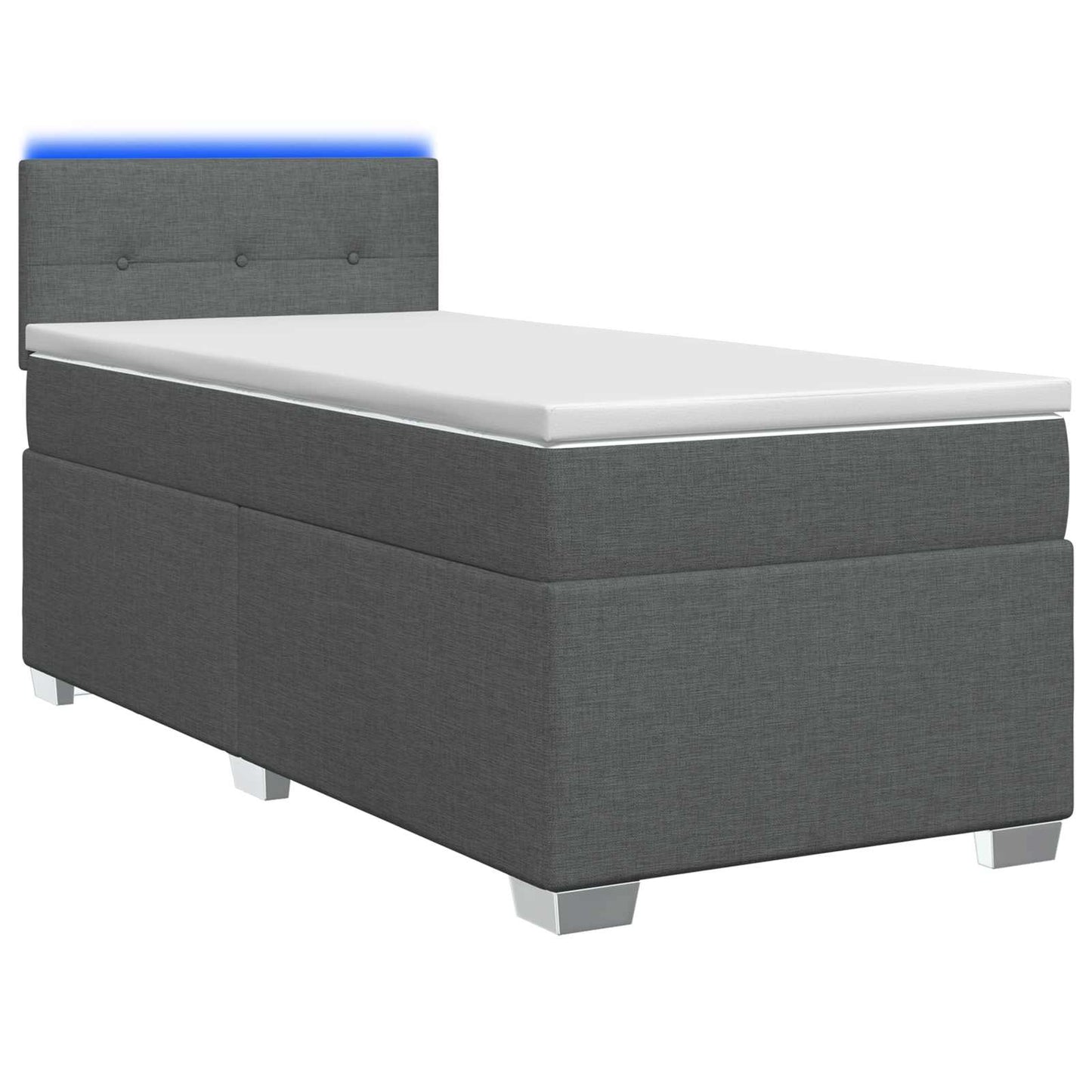 Letto con Box Spring, Materasso e LED Grigio Scuro 80 x 200 cm