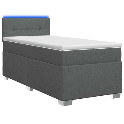 Letto con Box Spring, Materasso e LED Grigio Scuro 80 x 200 cm