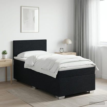 Letto con Box Spring, Materasso e LED Nero 100 x 200 cm Tessuto