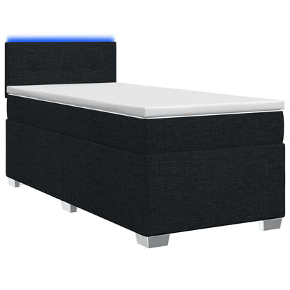 Letto con Box Spring, Materasso e LED Nero 80 x 200 cm Tessuto