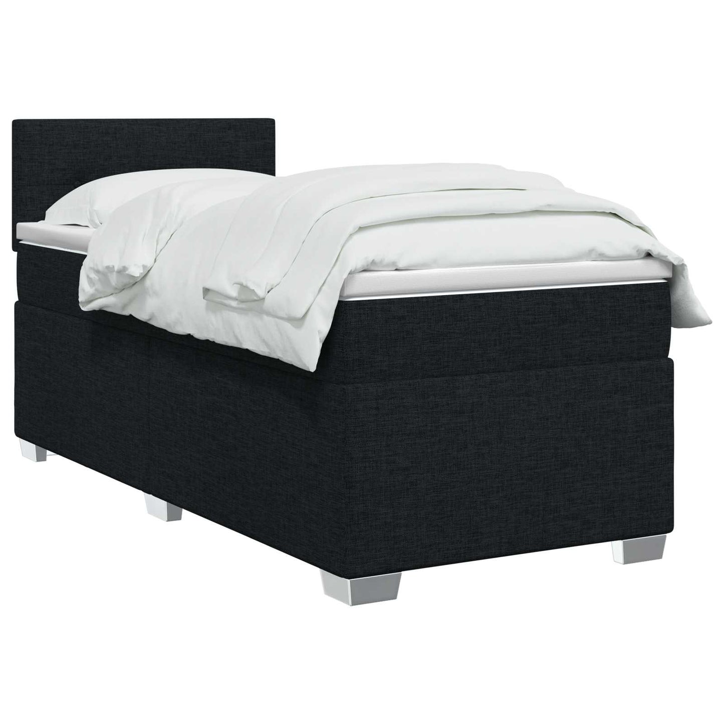 Letto con Box Spring, Materasso e LED Nero 80 x 200 cm Tessuto