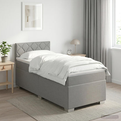 Letto con Box Spring, Materasso e LED Grigio Chiaro 80 x 200 cm