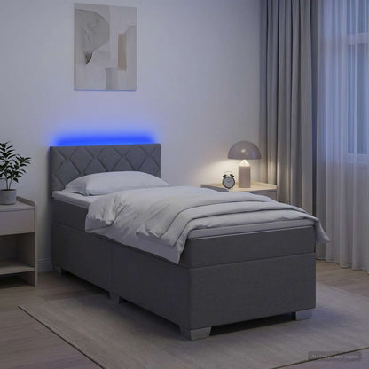 Letto con Box Spring, Materasso e LED Grigio Chiaro 80 x 200 cm