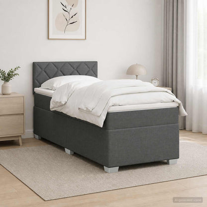 Letto con Box Spring, Materasso e LED Grigio Scuro 80 x 200 cm