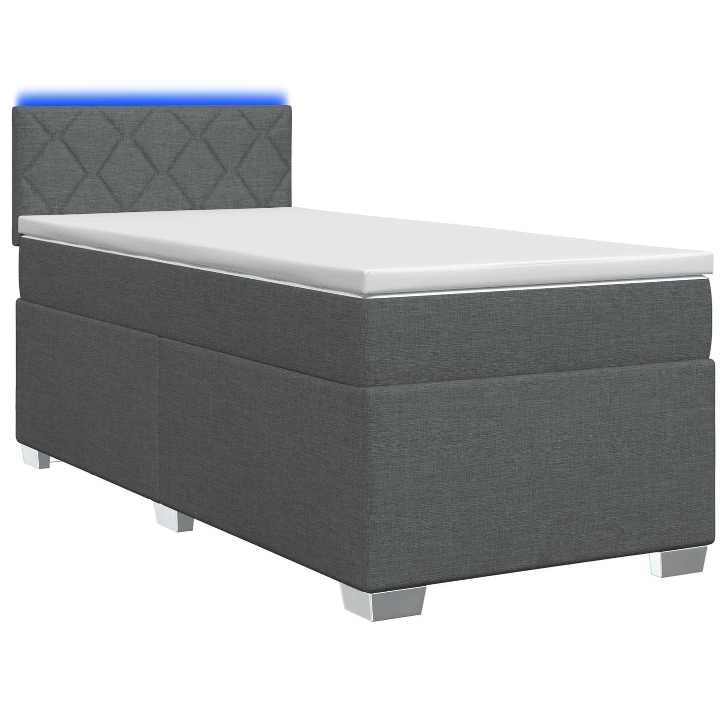 Letto con Box Spring, Materasso e LED Grigio Scuro 80 x 200 cm