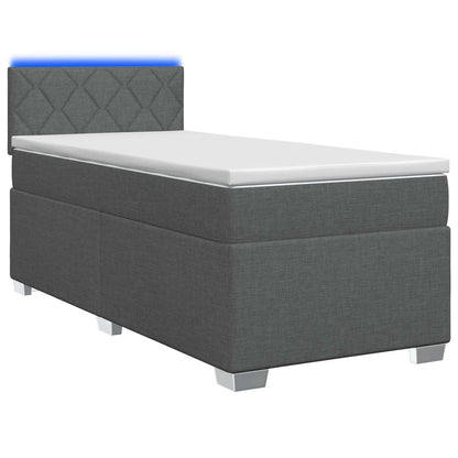 Letto con Box Spring, Materasso e LED Grigio Scuro 80 x 200 cm