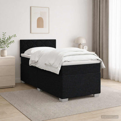 Letto con Box Spring, Materasso e LED Nero 80 x 200 cm Tessuto