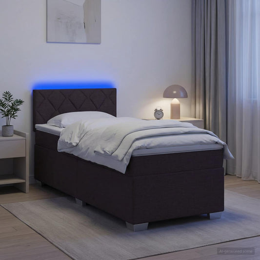 Letto con Box Spring, Materasso e LED Marrone Scuro 80 x 200 cm