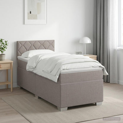 Letto con Box Spring, Materasso e LED Tortora 80 x 200 cm