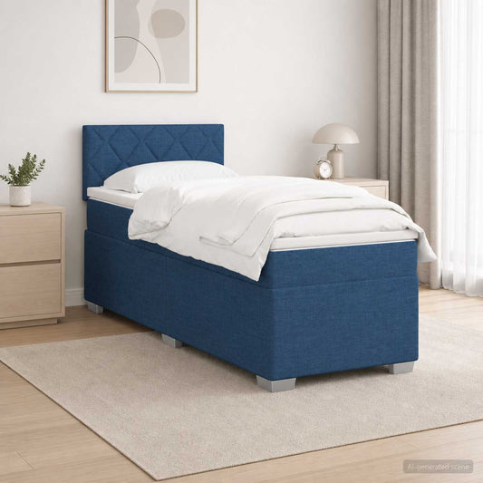 Letto con Box Spring, Materasso e LED Blu 80 x 200 cm Tessuto - homemem39