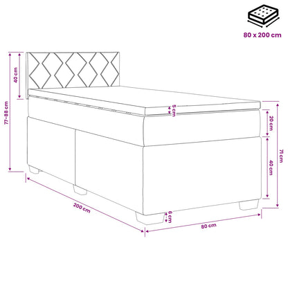 Letto con Box Spring, Materasso e LED Blu 80 x 200 cm Tessuto | homemem39