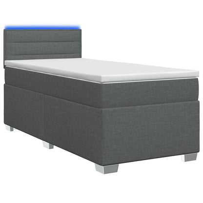 Letto con Box Spring, Materasso e LED Grigio Scuro 90 x 190 cm
