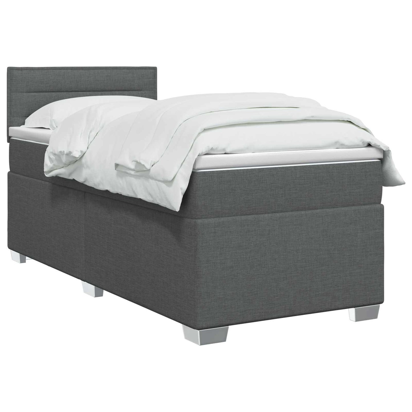 Letto con Box Spring, Materasso e LED Grigio Scuro 90 x 190 cm