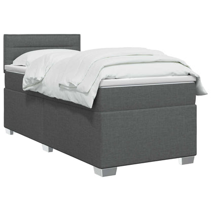 Letto con Box Spring, Materasso e LED Grigio Scuro 90 x 190 cm