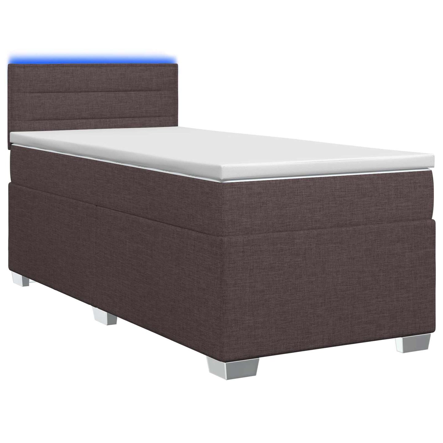 Letto con Box Spring, Materasso e LED Marrone Scuro 90 x 190 cm