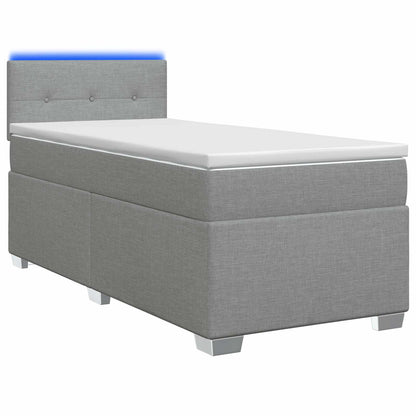 Letto con Box Spring, Materasso e LED Grigio Chiaro 90 x 190 cm