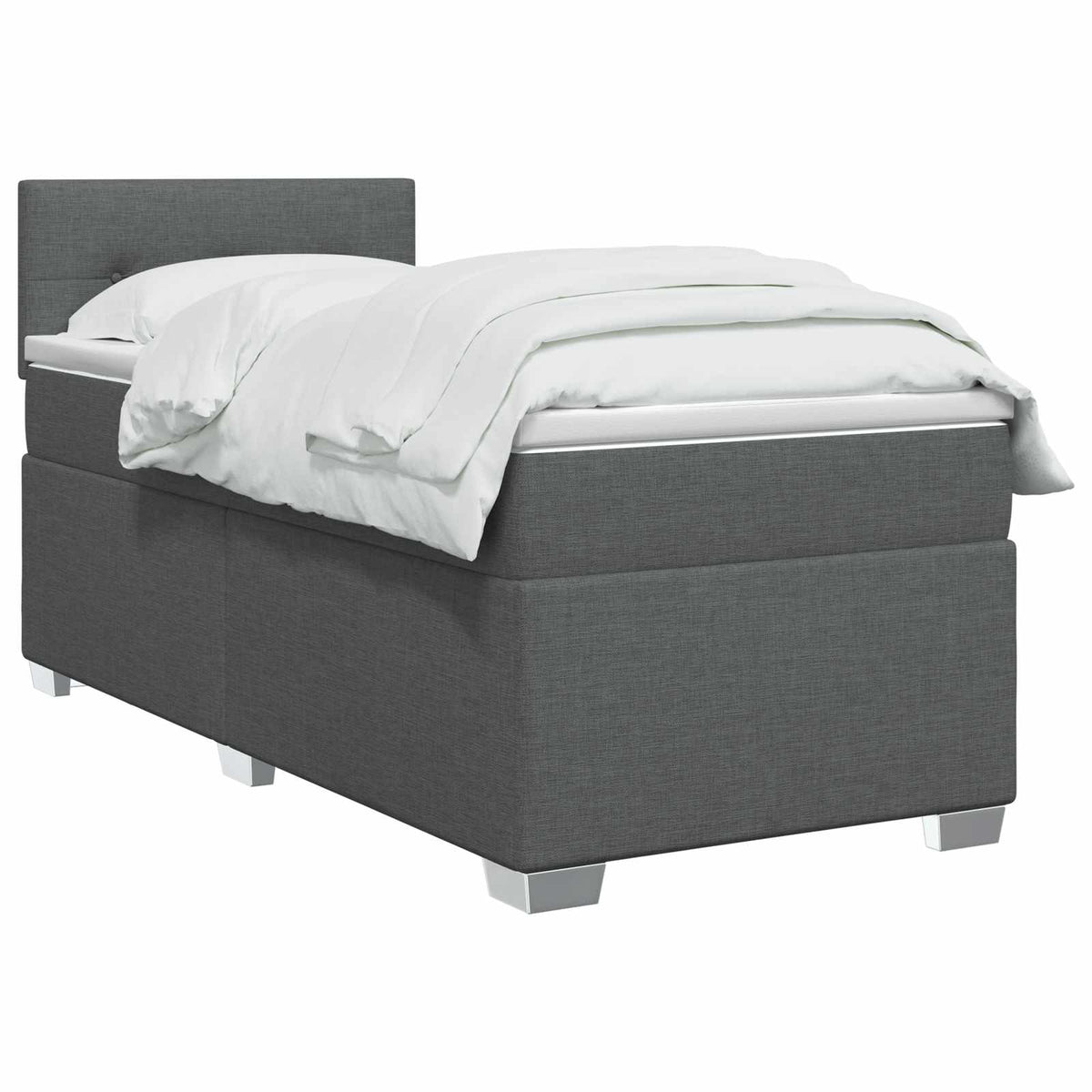 Letto con Box Spring, Materasso e LED Grigio Scuro 90 x 200 cm
