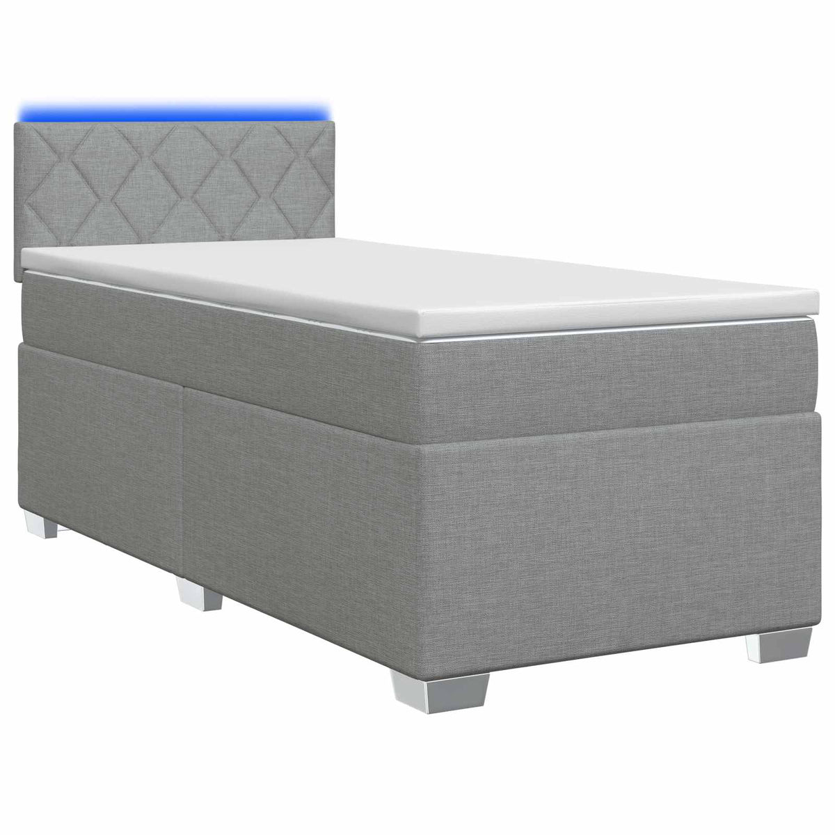 Letto con Box Spring, Materasso e LED Grigio Chiaro 90 x 200 cm
