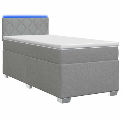 Letto con Box Spring, Materasso e LED Grigio Chiaro 90 x 200 cm