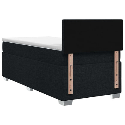 Letto con Box Spring, Materasso e LED Nero 100 x 200 cm Tessuto