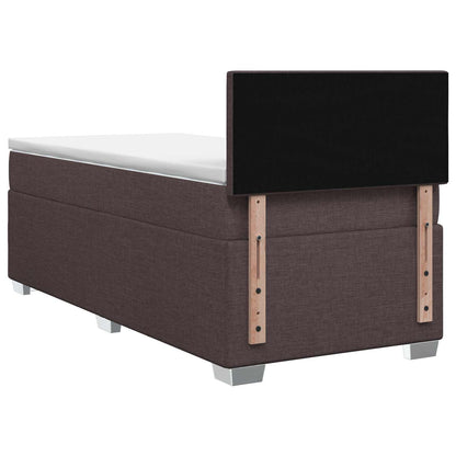Letto con Box Spring, Materasso e LED Marrone Scuro Tessuto
