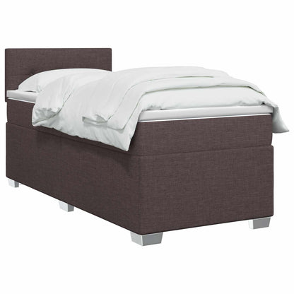 Letto con Box Spring, Materasso e LED Marrone Scuro Tessuto