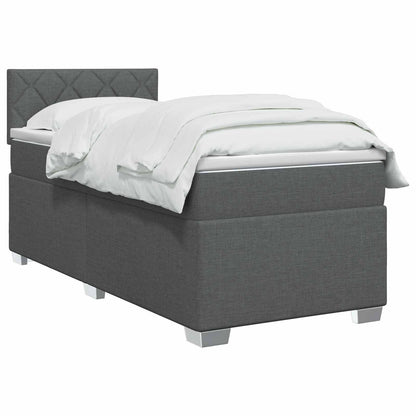 Letto con Box Spring, Materasso e LED Grigio Scuro 100 x 200 cm
