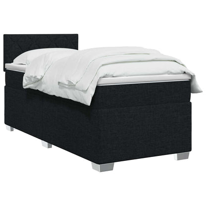 Letto con Box Spring, Materasso e LED Nero 100 x 200 cm Tessuto