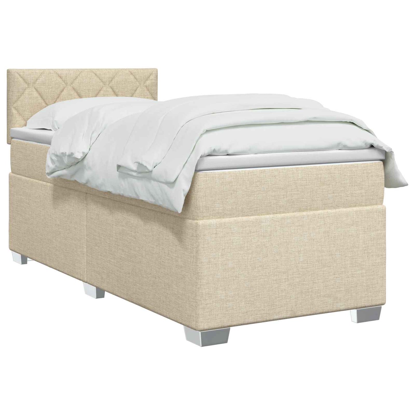 Letto con Box Spring, Materasso e LED Crema 100 x 200 cm | homemem39