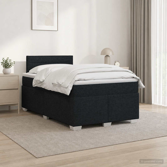 Letto con Box Spring, Materasso e LED Nero 120 x 200 cm Tessuto - homemem39