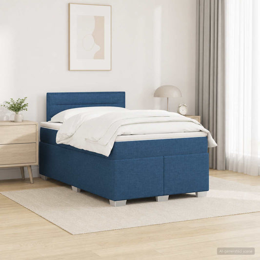 Letto con Box Spring, Materasso e LED Blu 120 x 200 cm Tessuto - homemem39