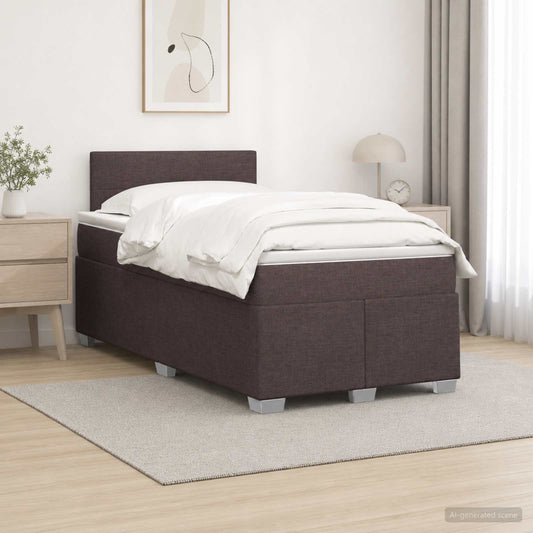 Letto con Box Spring, Materasso e LED Marrone Scuro Tessuto - homemem39