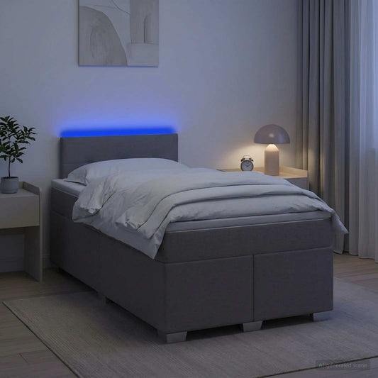 Letto con Box Spring, Materasso e LED Tortora 120 x 200 cm | homemem39