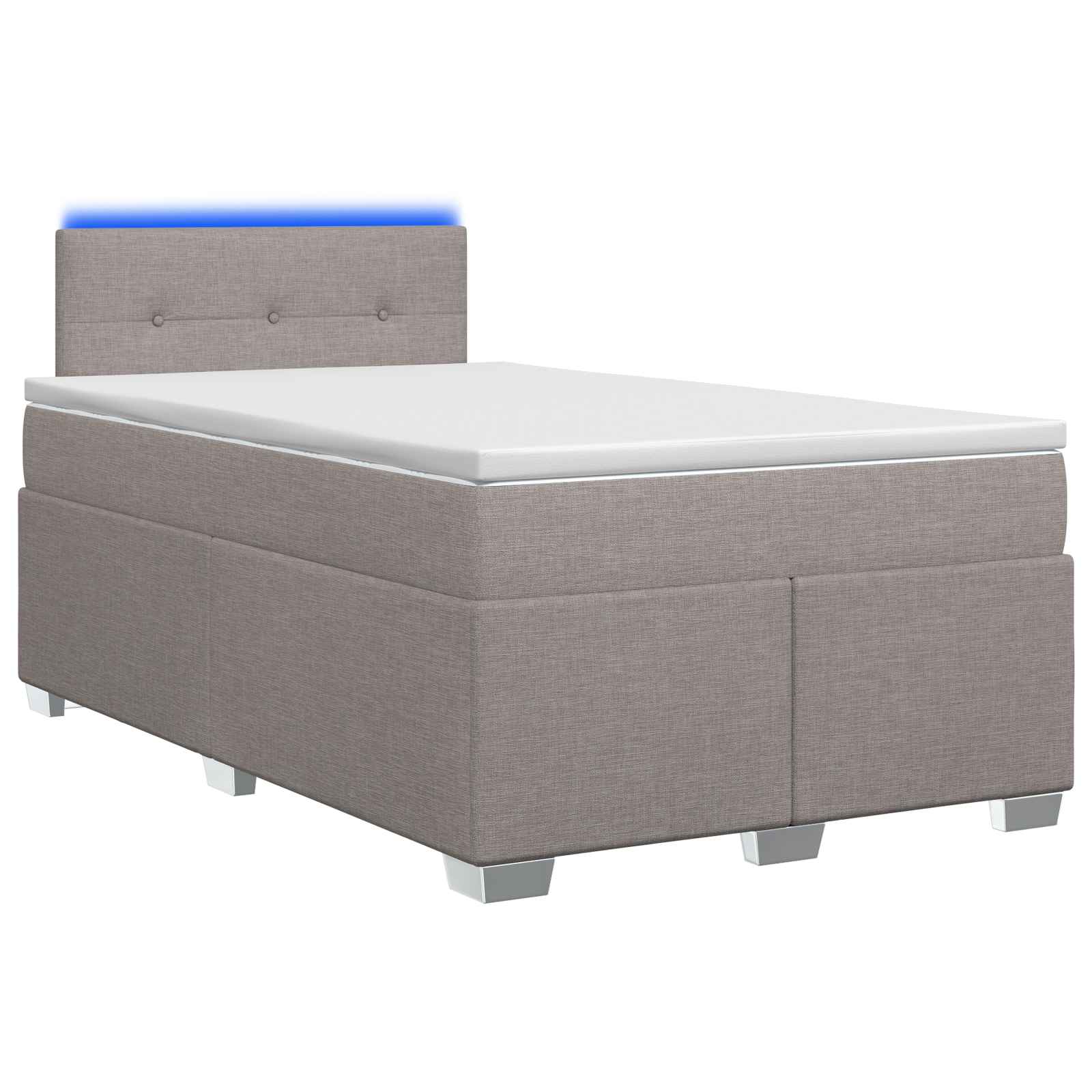Letto con Box Spring, Materasso e LED Tortora 120 x 190 cm | homemem39
