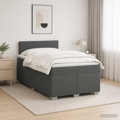 Letto con Box Spring, Materasso e LED Grigio Scuro 120 x 200 cm