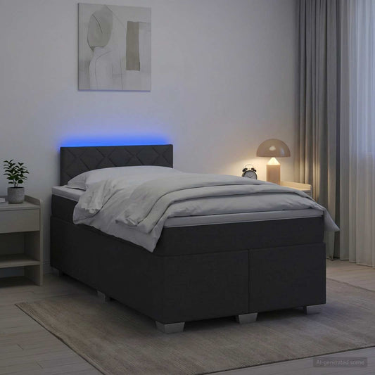 Letto con Box Spring, Materasso e LED Grigio Scuro 120 x 200 cm - homemem39