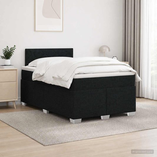 Letto con Box Spring, Materasso e LED Nero 120 x 200 cm Tessuto - homemem39