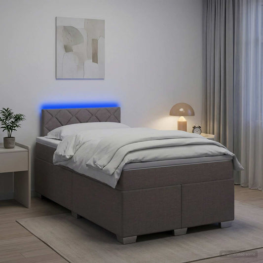 Letto con Box Spring, Materasso e LED Tortora 120 x 200 cm - homemem39